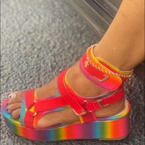 Rainbow wedges , with straps and true to size 11.